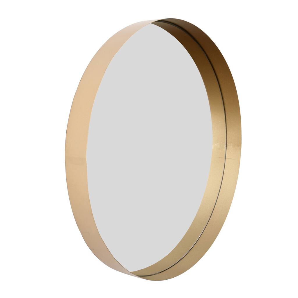 32" Round Gold Iron Framed Mirror