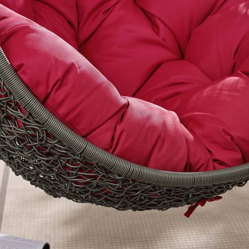 Balmoral Outdoor Grey Rattan with Red Cushioned Hanging Swing Chair