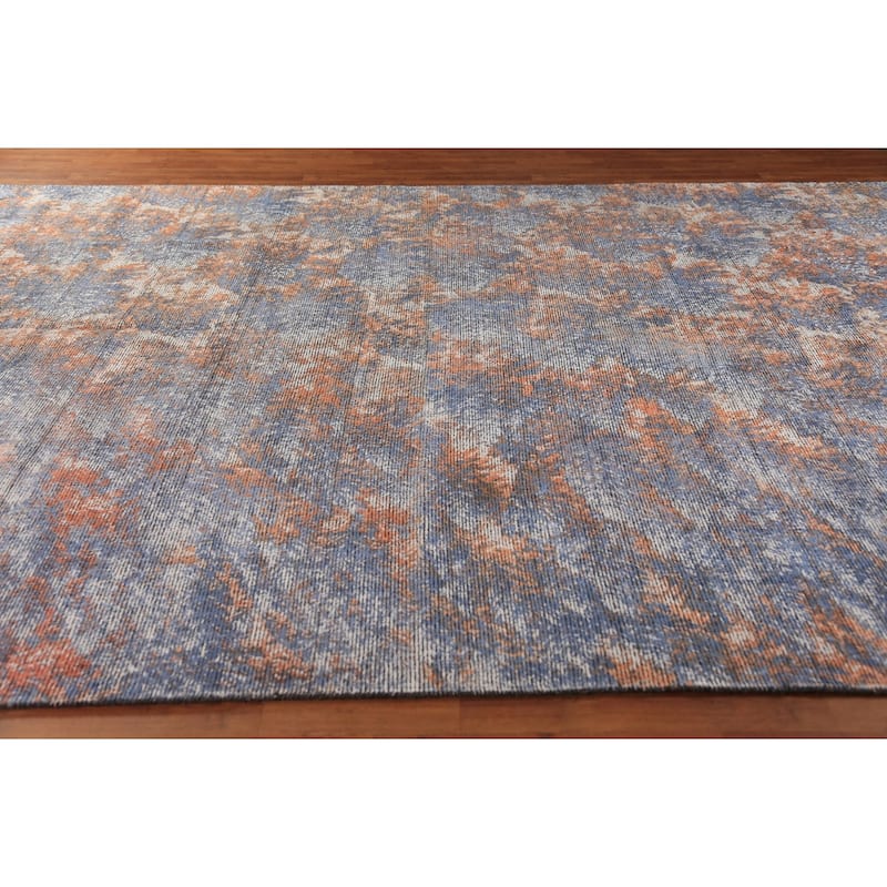 Modern Abstract Indian Large Rug Hand-Knotted Wool Carpet - 9'8"x 13'6"