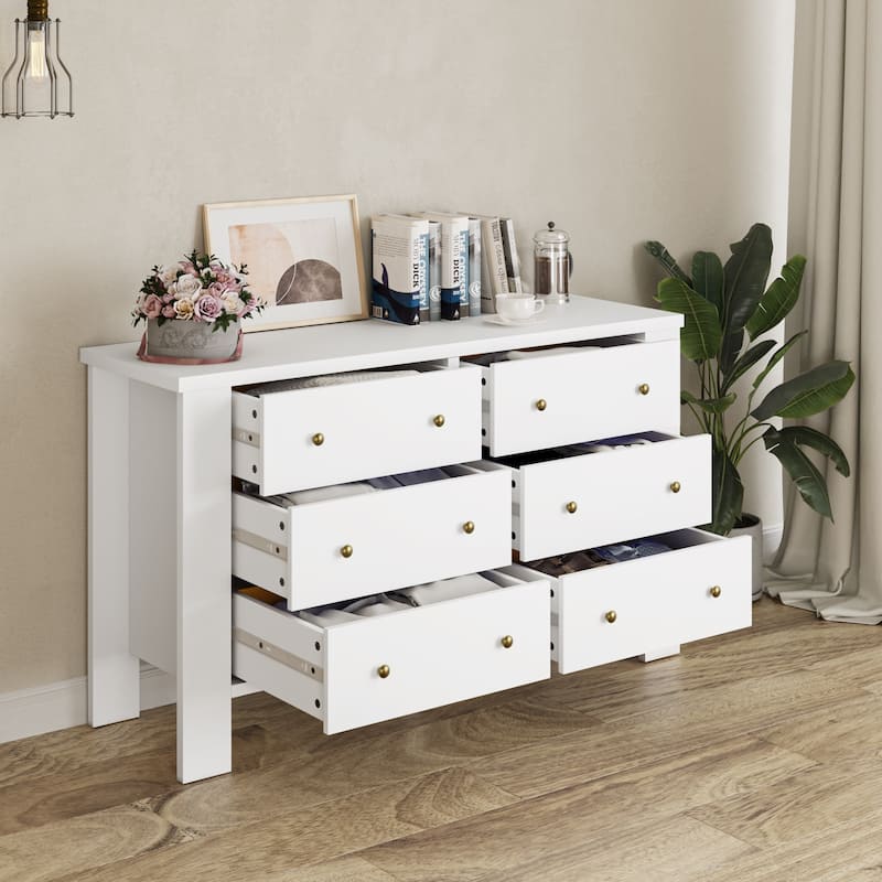 6 Drawer Dresser For Bedroom With Modern Style