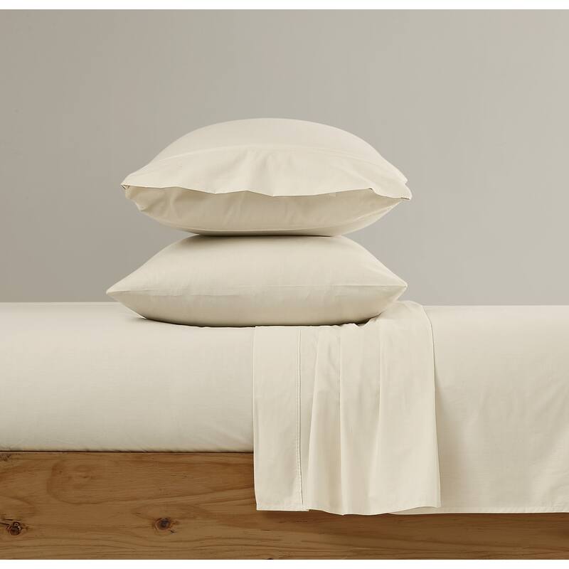 Brooklyn Loom Solid Cotton Percale Bed Sheet Set