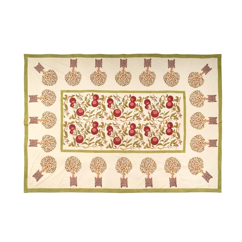 Couleur Nature Orange Tree Tablecloth - Red/Green - Red/Green - 71" x 142"