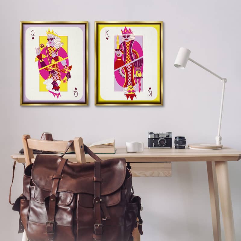 Stupell King & Queen Cards Framed Floater Canvas Wall Art Design By Grace Popp (Set of 2)