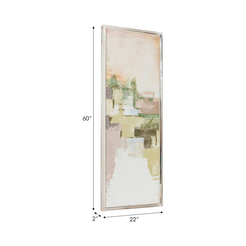 Canvas Wall Art Wood Frame Abstract Neutral Modern Finish - 60" Multi