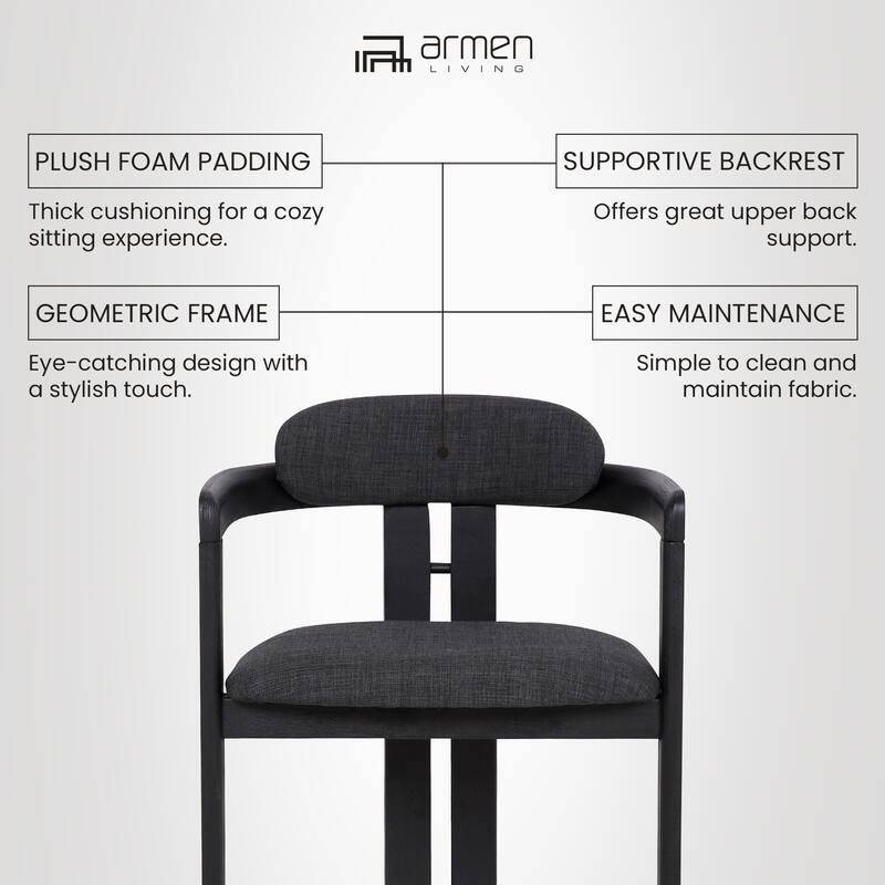 Jazmin Mid-Century Modern Upholstered Barrel Dining Chairs - Set of 2