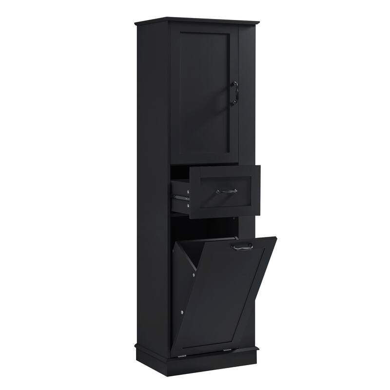 Roomfitters 67" Tall Modern Storage Cabinet with Tilt-Out Compartment and Side Hooks