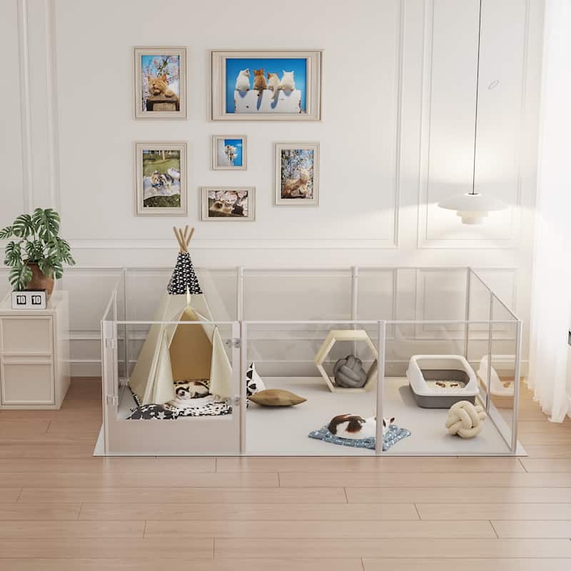 Acrylic Dog Playpen Fence Exercise Play Pen for Cats, Puppies, Rabbits