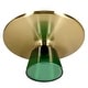 preview thumbnail 14 of 16, 30-Inch Round Coffee Table Glass/Stone Tabletop with Gold Iron Rim Frame Glass Pedestal Base