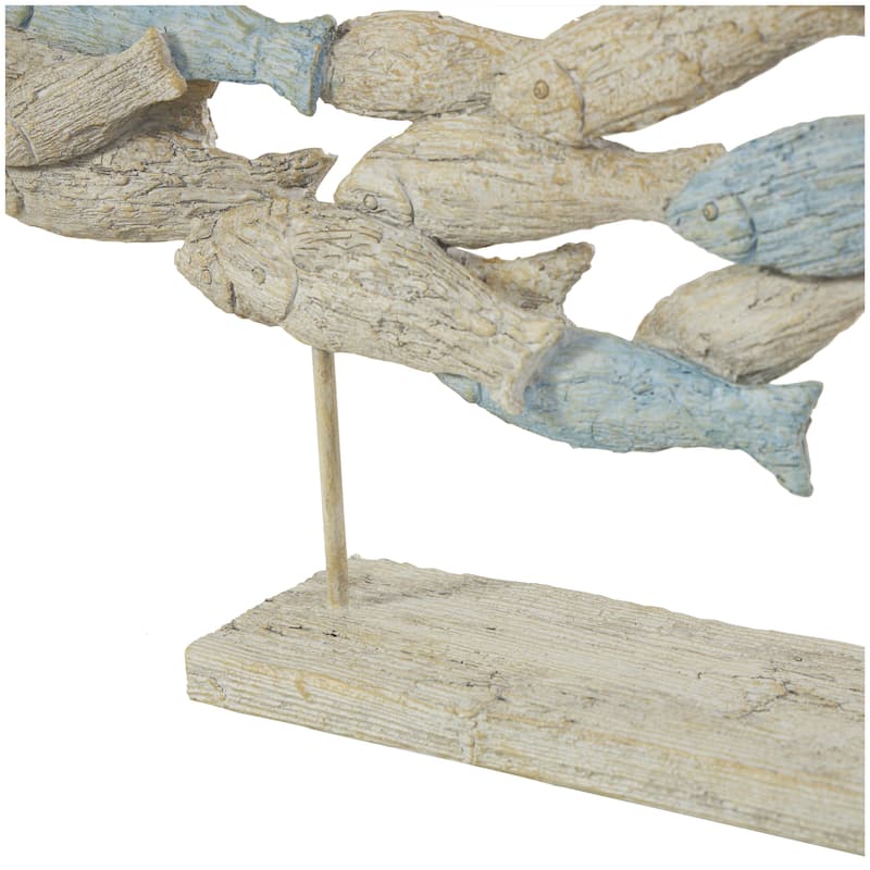 Polystone Fish Textured Ombre Swimming Decorative Sculpture with Stand - Light Blue - Roche River Decor
