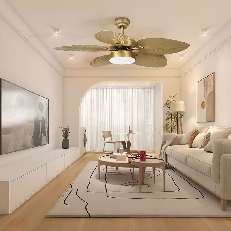 Moasis 52" Palm Leaf Ceiling Fan with Light Tropical Style with Remote