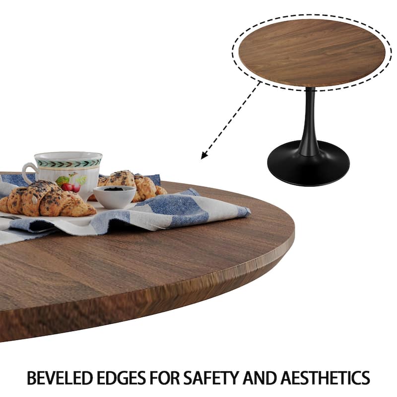 Walnut color Round Dining Table, 31.5" Tulip Table Kitchen Dining Table 2-4 People with MDF Table Top & Pedestal Base