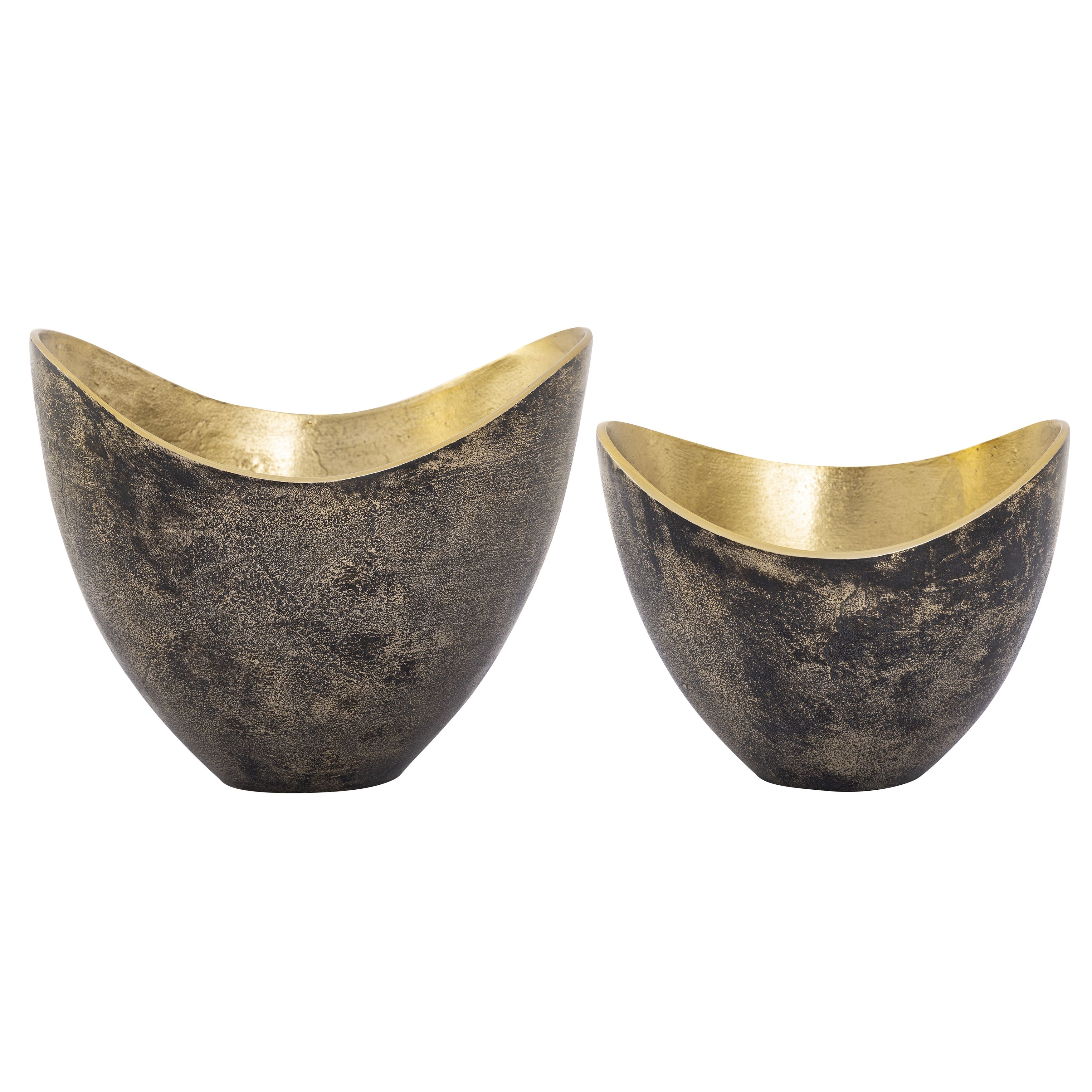 Atlas Hansen Set of 2 Black and Brass Metal Bowls - 11.75 inch Wide