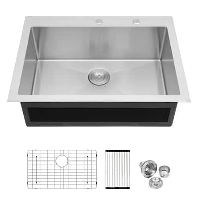 Kichae Robust Drop-in Kitchen Sink 30/33 inch Stainless Steel Kitchen Sink with Wide Flange