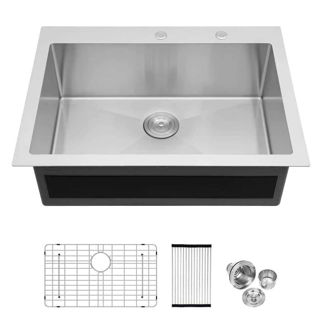 Kichae Robust Drop-in Kitchen Sink 30/33 inch Stainless Steel Kitchen Sink with Wide Flange