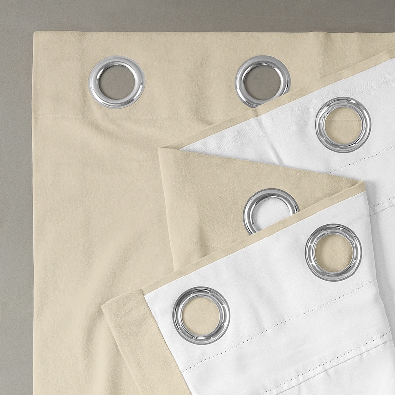 Exclusive Fabrics Alabaster Beige Grommet Velvet Blackout Curtain (1 Panel)