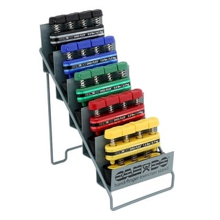 CanDo® Digi-Flex® hand exerciser - set of 5 (yellow, red, green, blue, black), with metal rack