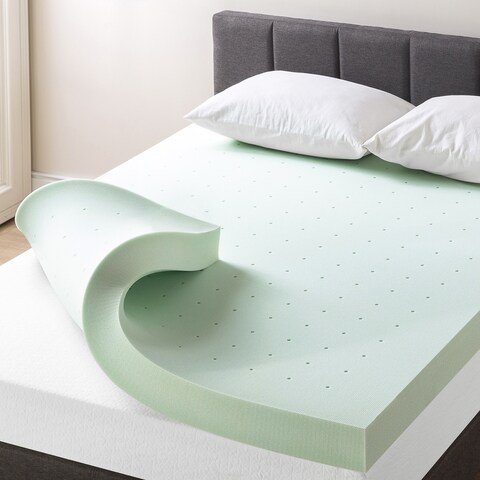 4 Inch Ventilated Memory Foam Mattress Topper with Calming Green Tea Infusion