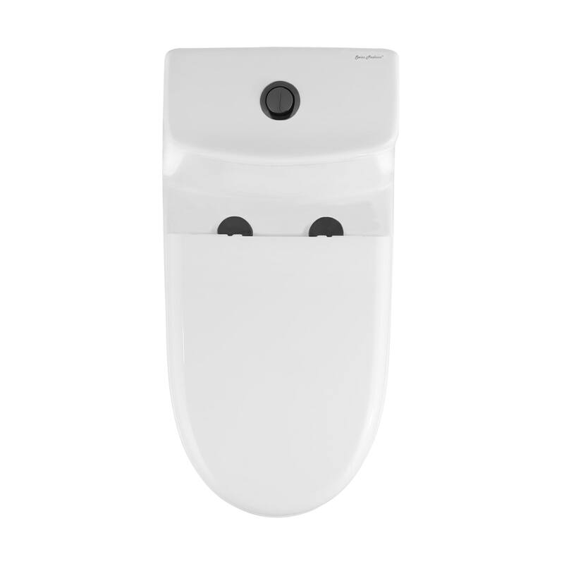 Ivy One Piece Toilet Dual Vortex Flush, Black Hardware 1.1/1.6 gpf - White