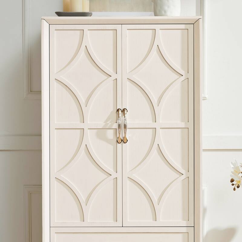 Retro Storage Cabinet with Doors and Drawers for Entryway Hallway Living Room Kitchen