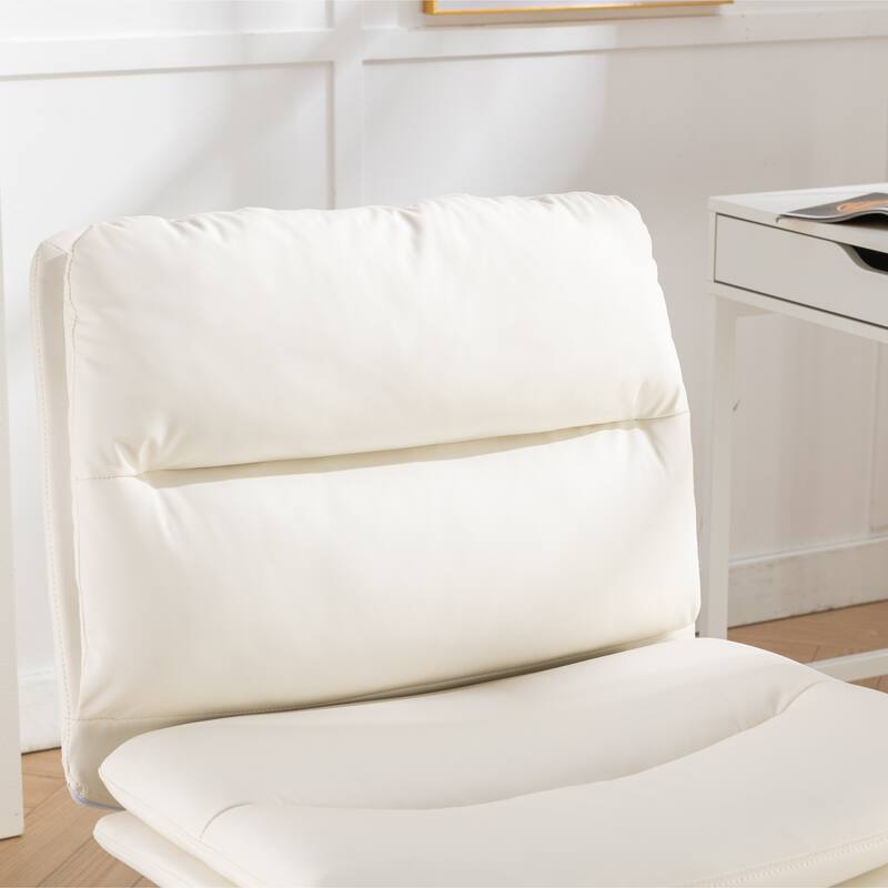 Bizerte Adjustable Swivel Criss-Cross Chair with PU Leather, Wide Seat, and 360° Swivel for Office or Vanity Use