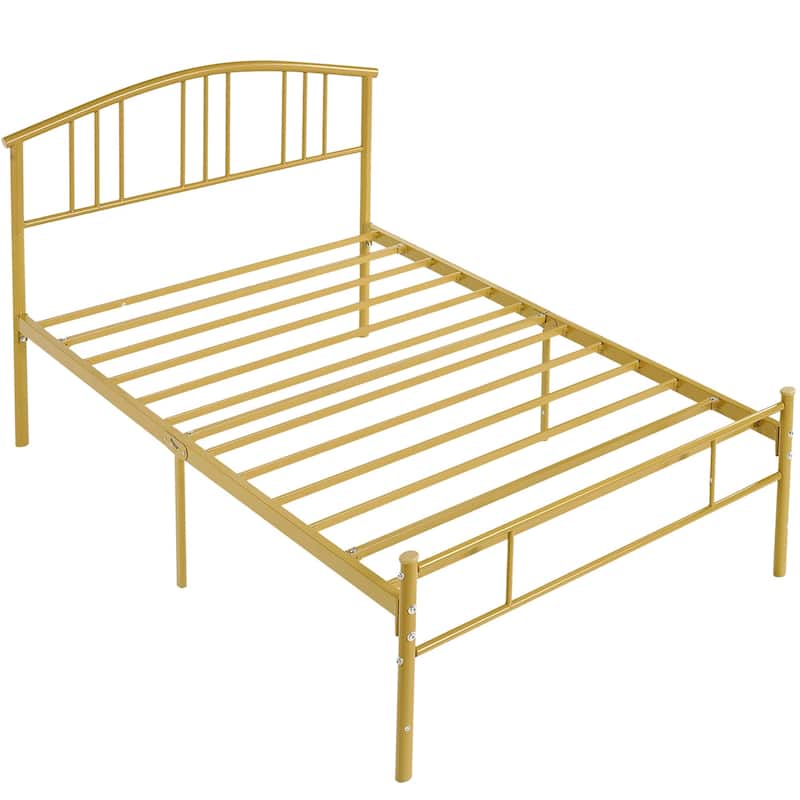 14 Inch Twin Size Bed Frame Metal Platform Bed with Spindle Headboard Footboard Set of 2