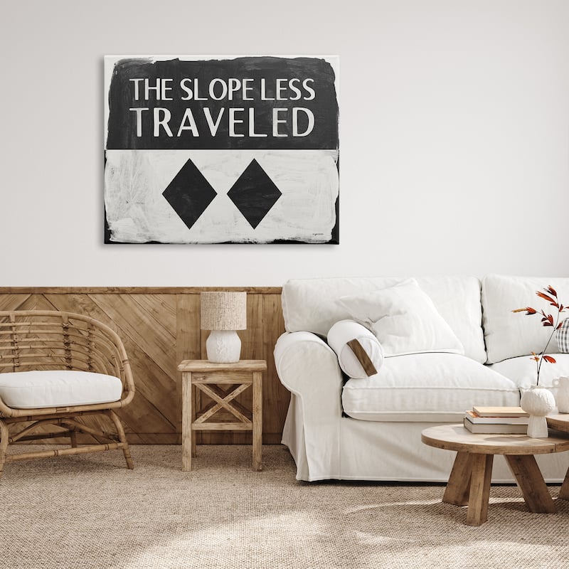Stupell The Slope Less Traveled Phrase Double Black Diamond Canvas Wall Art Design By Kyra Brown