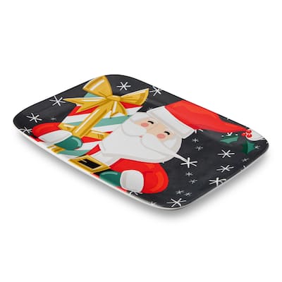 Certifed International Christmas Whimsy Santa Rectangular Platter 14" x 10" - 14 L x 10 W x 1.125 H