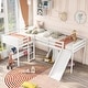 preview thumbnail 10 of 16, L-Shaped Solid Pine Twin Size Loft Bed with Ladder & Slide for 2 Kids White - Twin