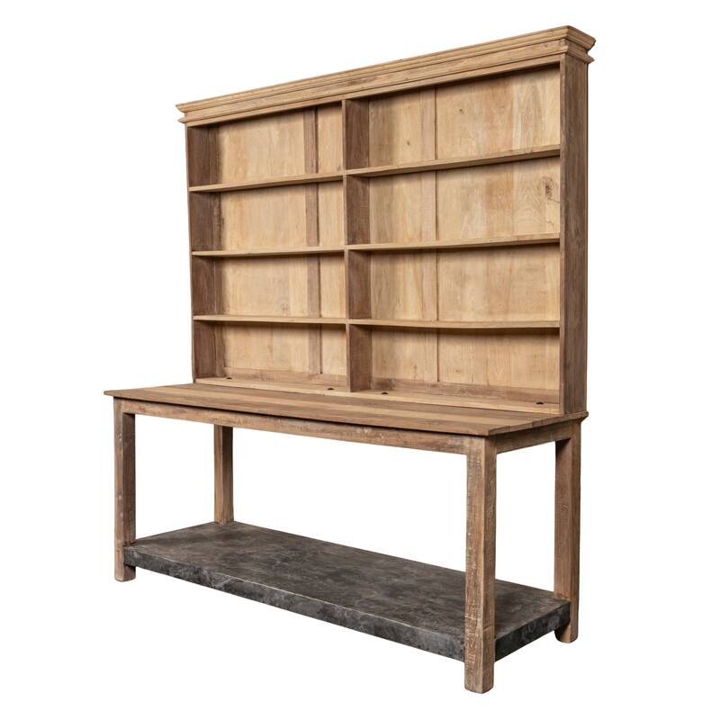 Reclaimed 2-Piece Wood & Metal Hutch with 4 Divided Shelves (Top sits or hangs) - Reclaimed Wood