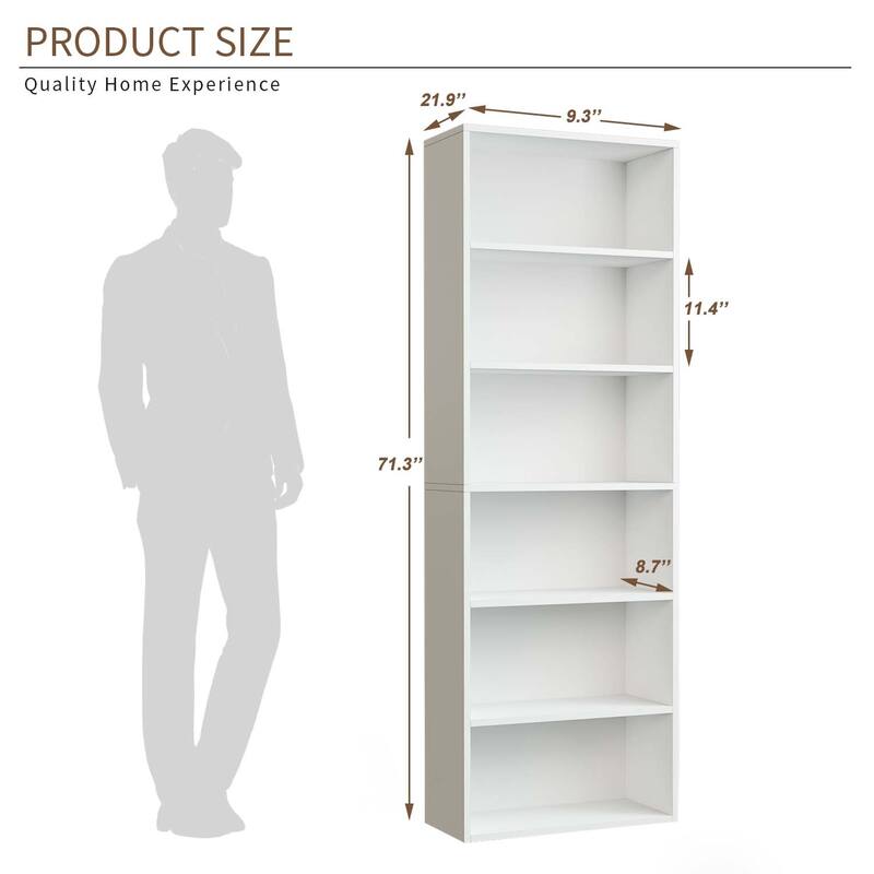Bookcase and Bookshelf, Floor Standing 6-Story High Bookshelf