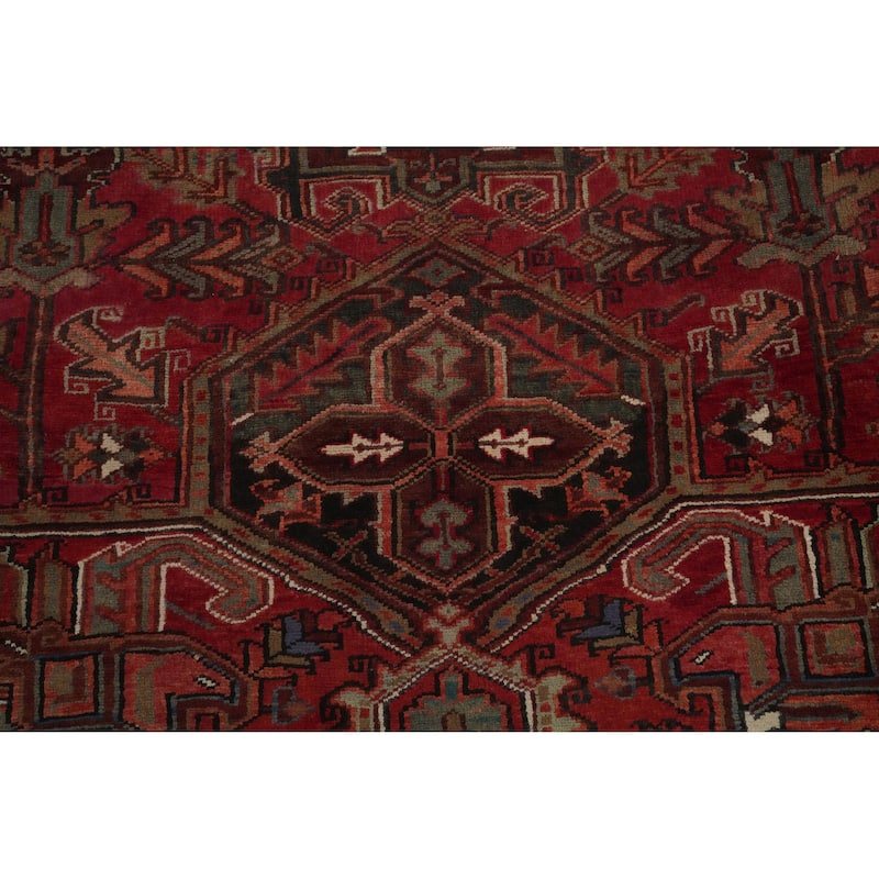 Hand Knotted Oriental 100% Wool Carpet Traditional Medallion Red Heriz Area Rug - 13' 1'' X 9' 6''