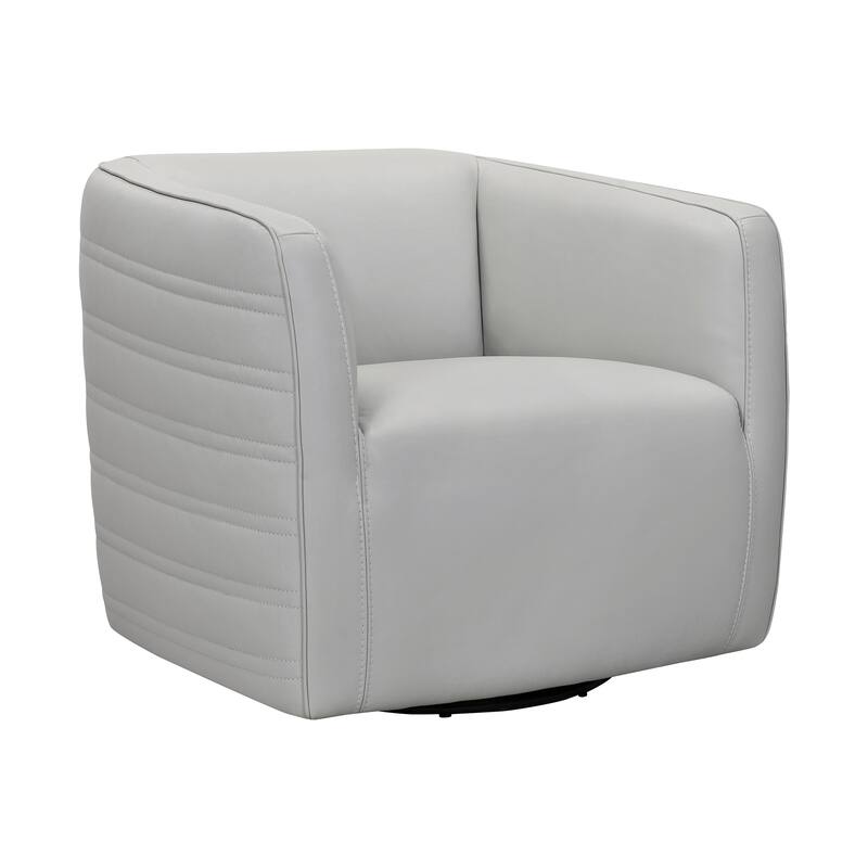 Melanie Pewter or Dove Grey Leather 45-Degree Swivel Accent Chair