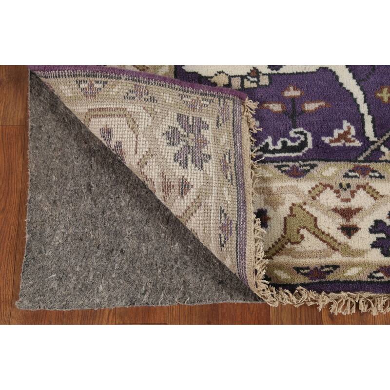 Purple Oushak Indian Area Rug Hand-Knotted Wool Carpet - 4'1"x 5'11"