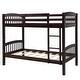 preview thumbnail 7 of 10, Espresso Twin over Twin Solid Wood Bunk Bed with Ladder and Fence