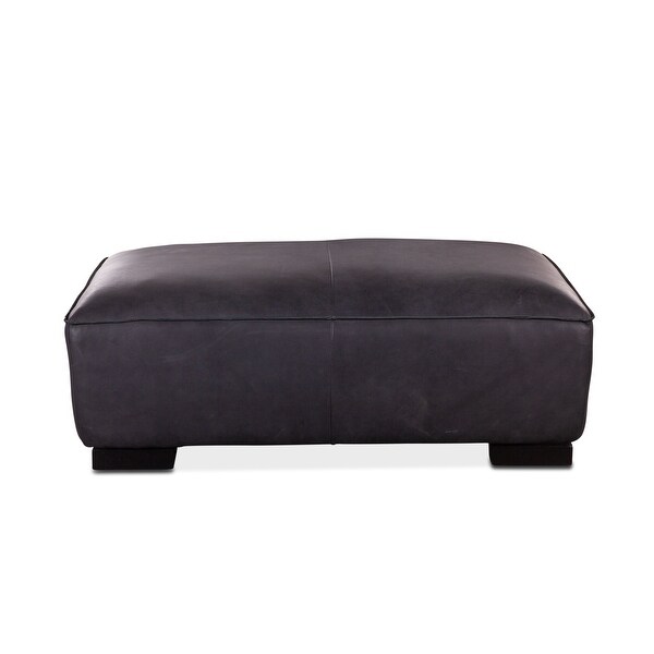 Portlando Vintage Black Leather Ottoman