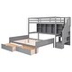 preview thumbnail 18 of 16, Pine Wood Twin XL over Full Bunk Bed, Built-in Desk, Bookshelves, Drawers, Staircase