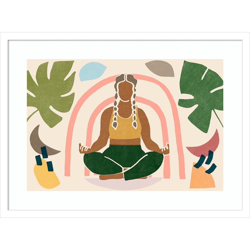 Om Together Lotus by June Erica Vess Wood Framed Wall Art Print