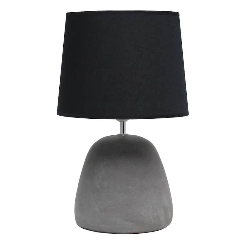16.93" Organic Modern Concrete Table Lamp, For Living Room, Entryway, Bedroom, Minimalist Accent Lighting, Black Shade - BK