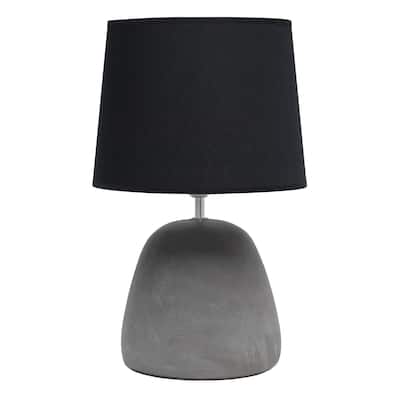 16.93" Organic Modern Concrete Table Lamp, For Living Room, Entryway, Bedroom, Minimalist Accent Lighting, Black Shade