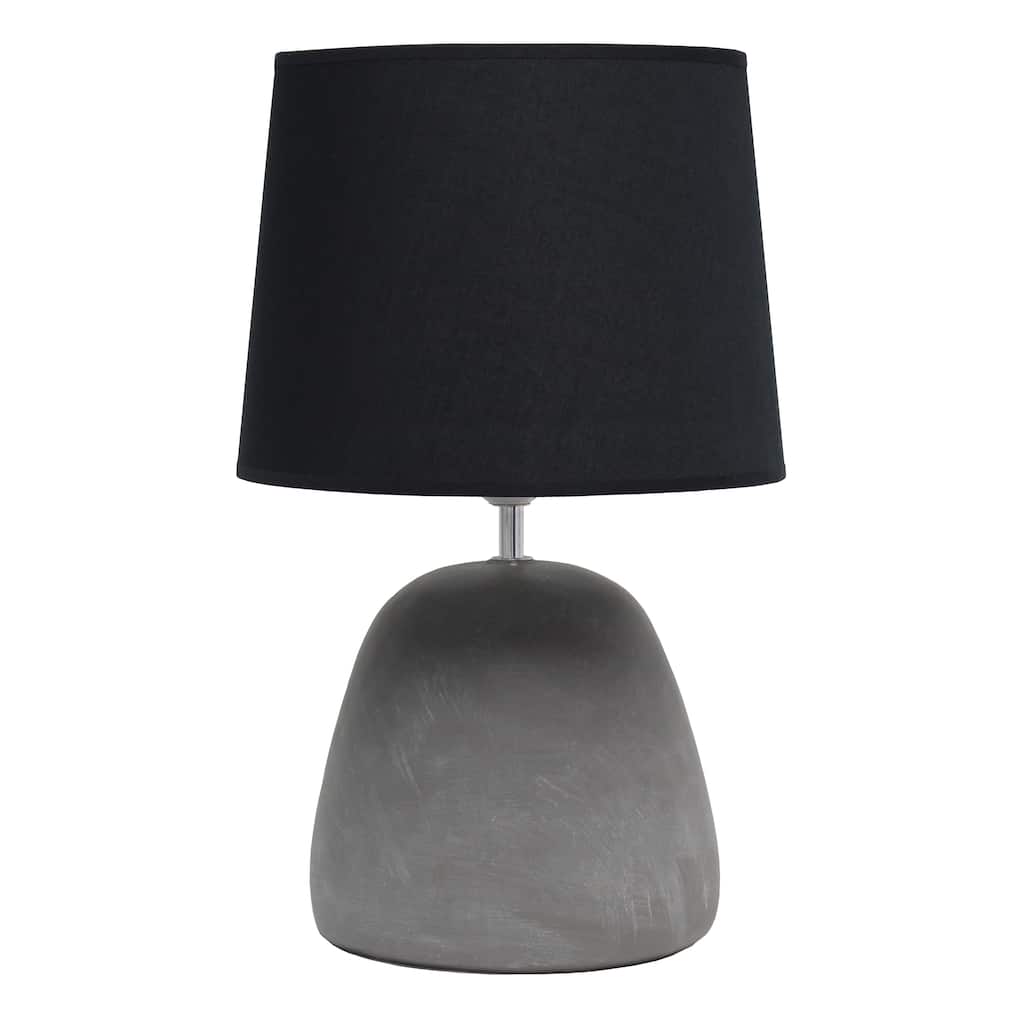 16.93" Organic Modern Concrete Table Lamp, For Living Room, Entryway, Bedroom, Minimalist Accent Lighting, Black Shade