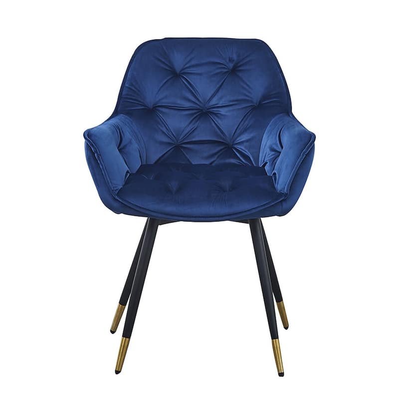 Black/Blue Velvet Upholstered Metal Frame Dining Chair, Set of 2, Sturdy Dining Chair for Dining Rooms - 22.75