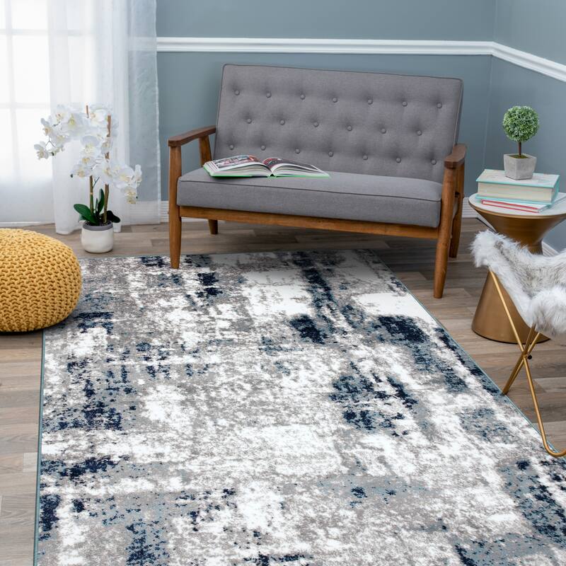 World Rug Gallery Contemporary Abstract Distressed Area Rug