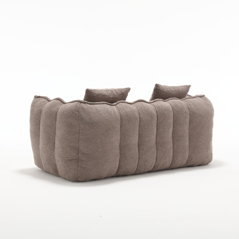 66" Chenille Square Beanbag Chair with High-Resilience Foam Core, Armrests and Handle