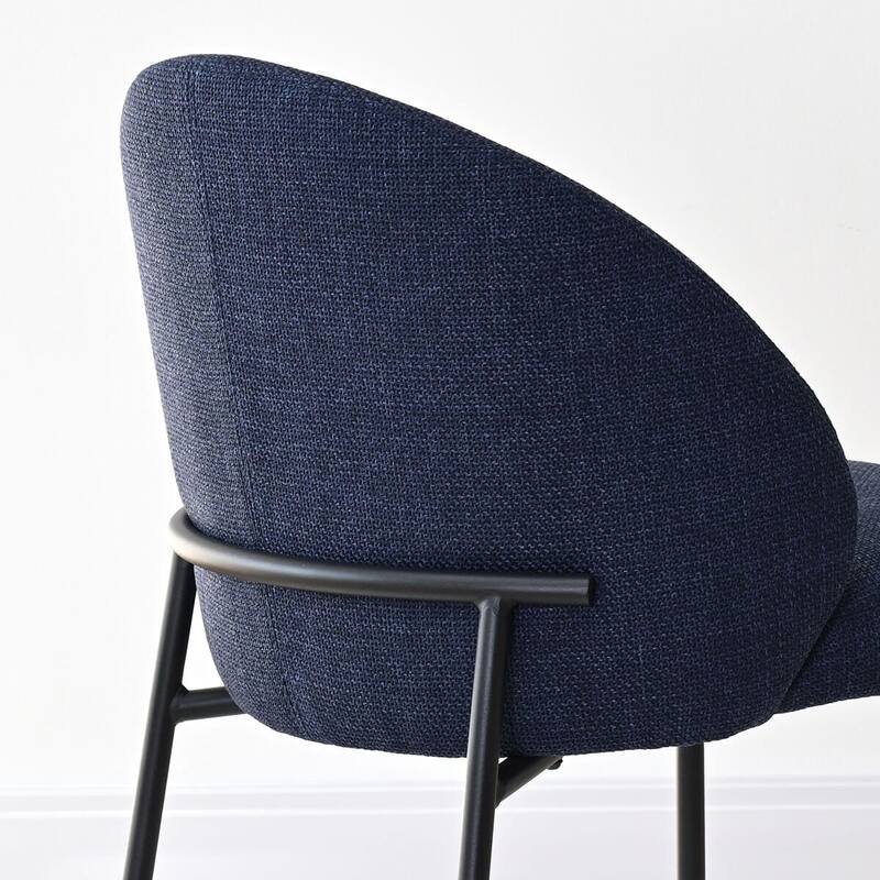 Modern Fabric Dining Chairs with Curved Back and Steel Legs, Set of 4