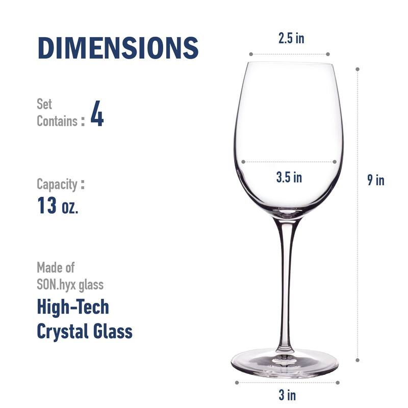 Luigi Bormioli Set of 4 Chardonnay White Wine Glasses - 13 oz