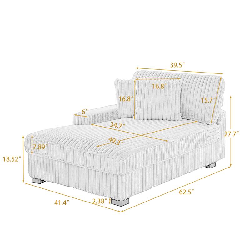 Modern Cotton Flannel Indoor Chaise Lounge Couch with Pillows
