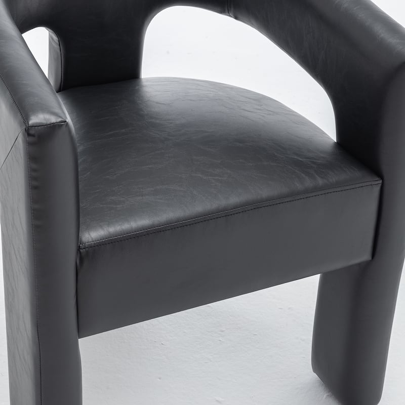 SEYNAR Modern Glam PU Leather Upholstered Dining Chair, Open-Back Accent Chair Set of 2