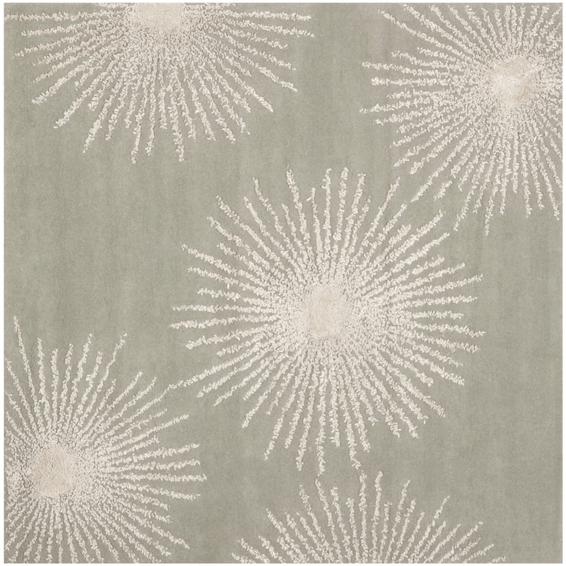 SAFAVIEH Handmade Soho Sade New Zealand Wool Rug - 8' Square - Grey/Ivory