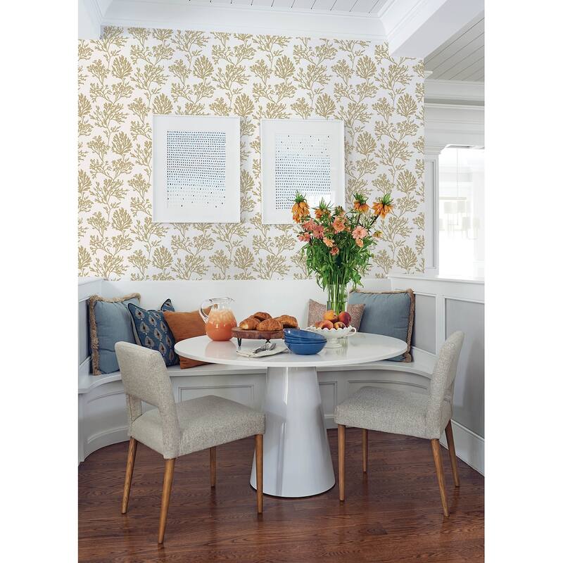 A-Street Prints Tortuga Gold Coral Weave Wallpaper