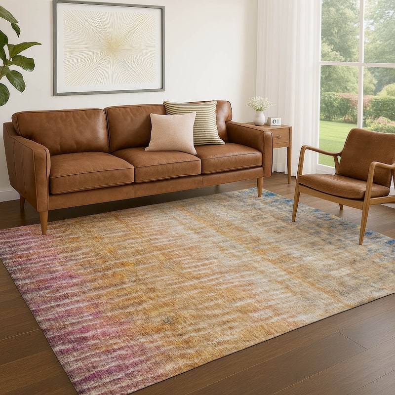 Machine Washable Indoor/ Outdoor Contemporary Ombre Chantille Rug